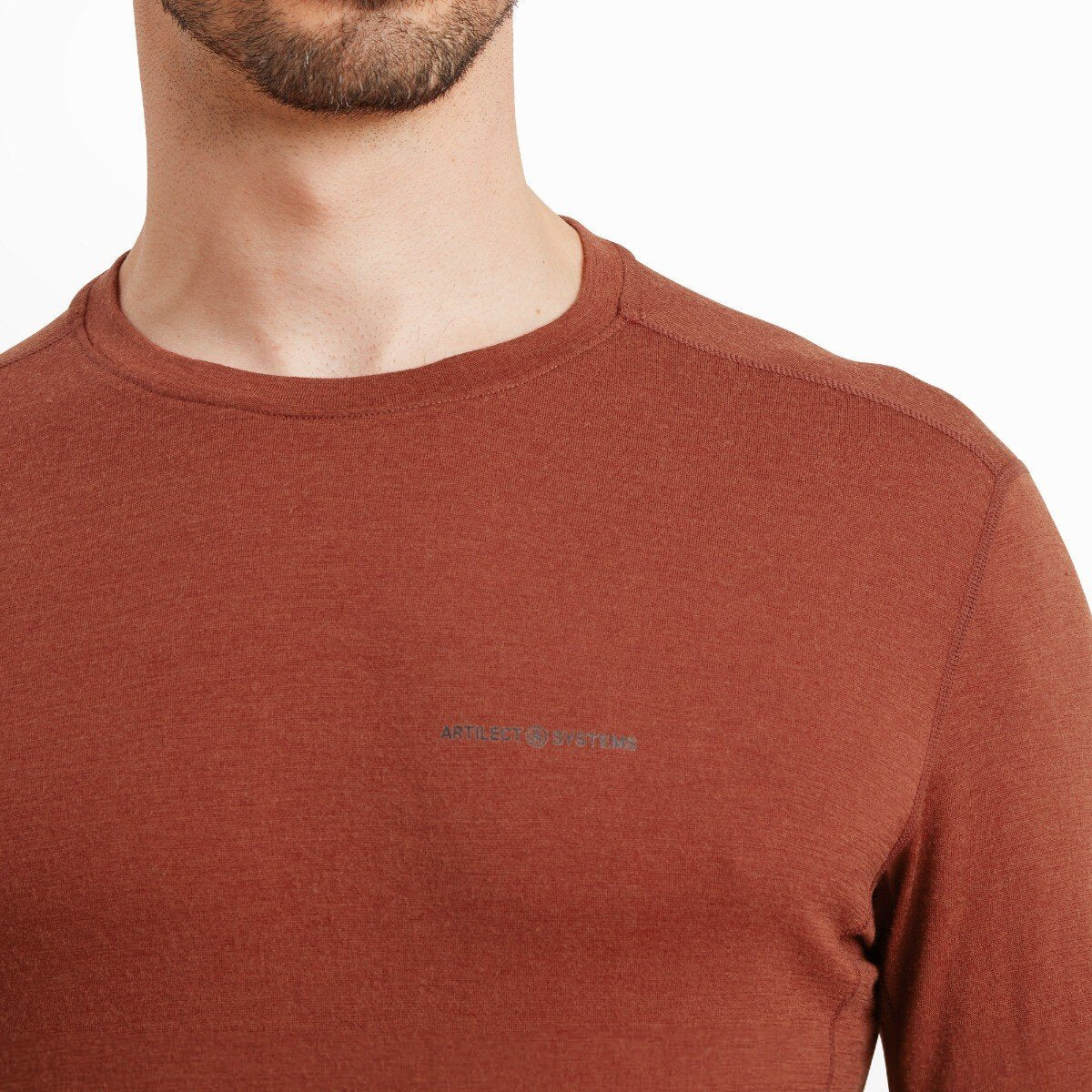 Mens Exposure Long Sleeve Tee - Fired Brick