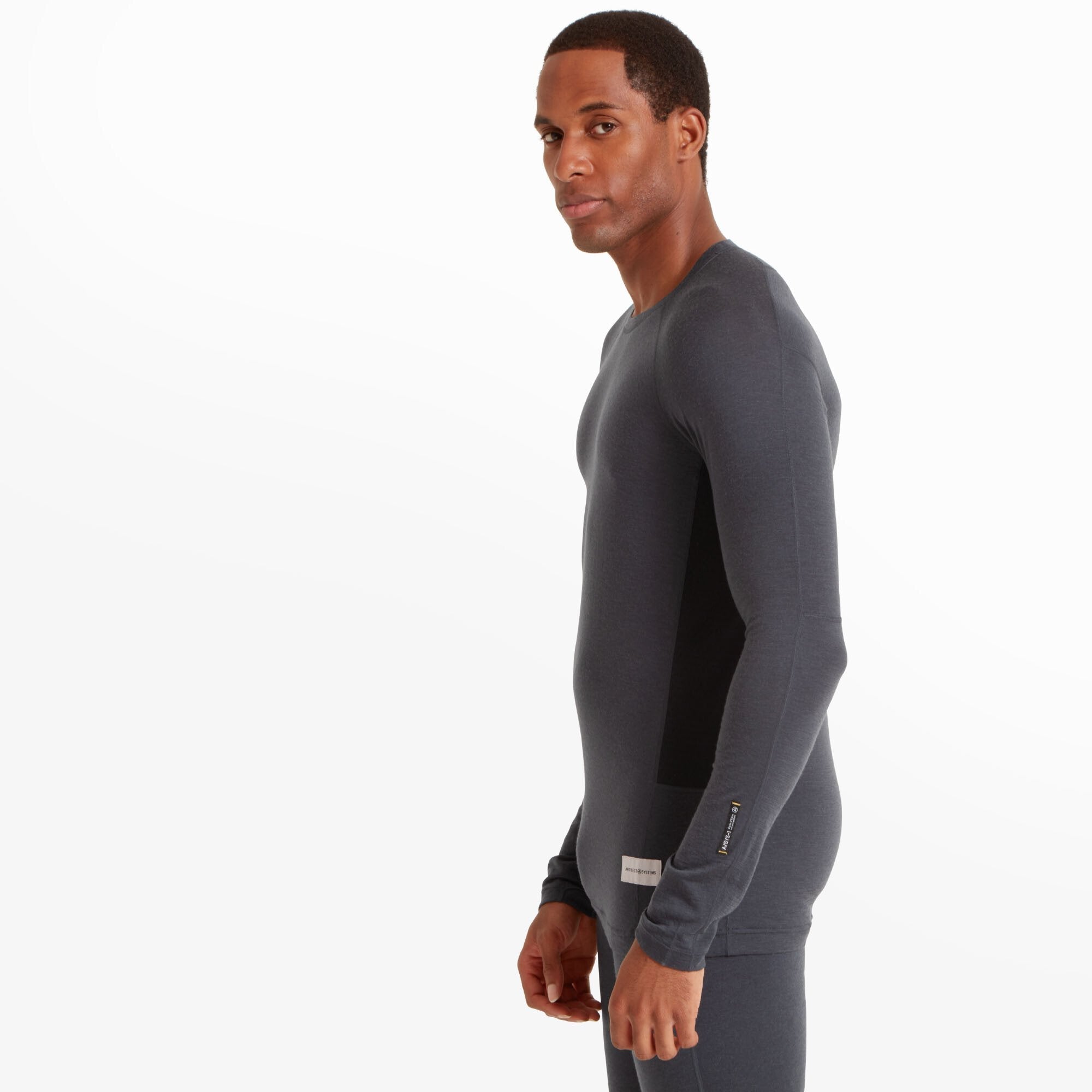 Mens Boulder 125 Long Sleeve Crew - Dusk Blue/Black