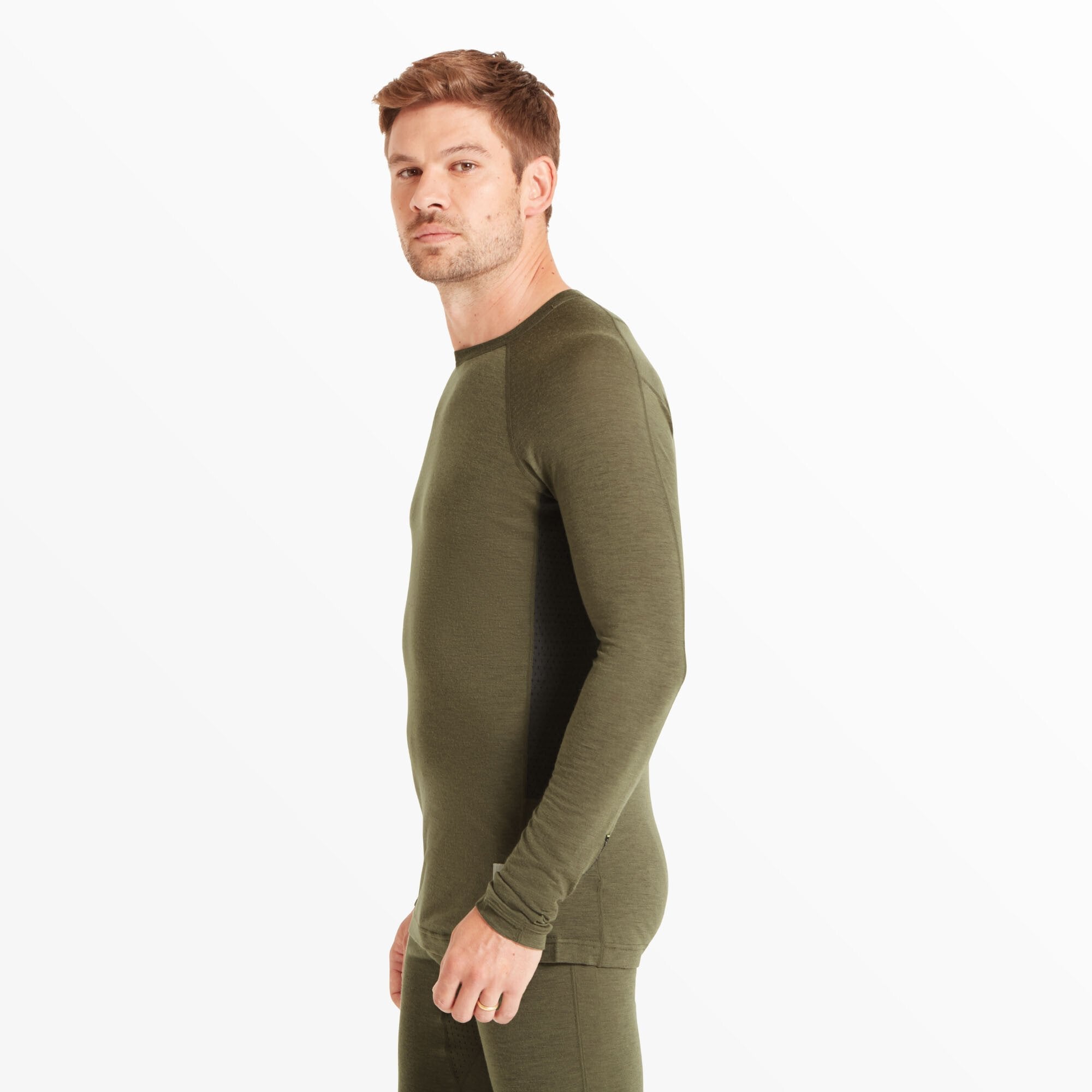 Mens Boulder 125 Long Sleeve Crew - Kalamata/Ash