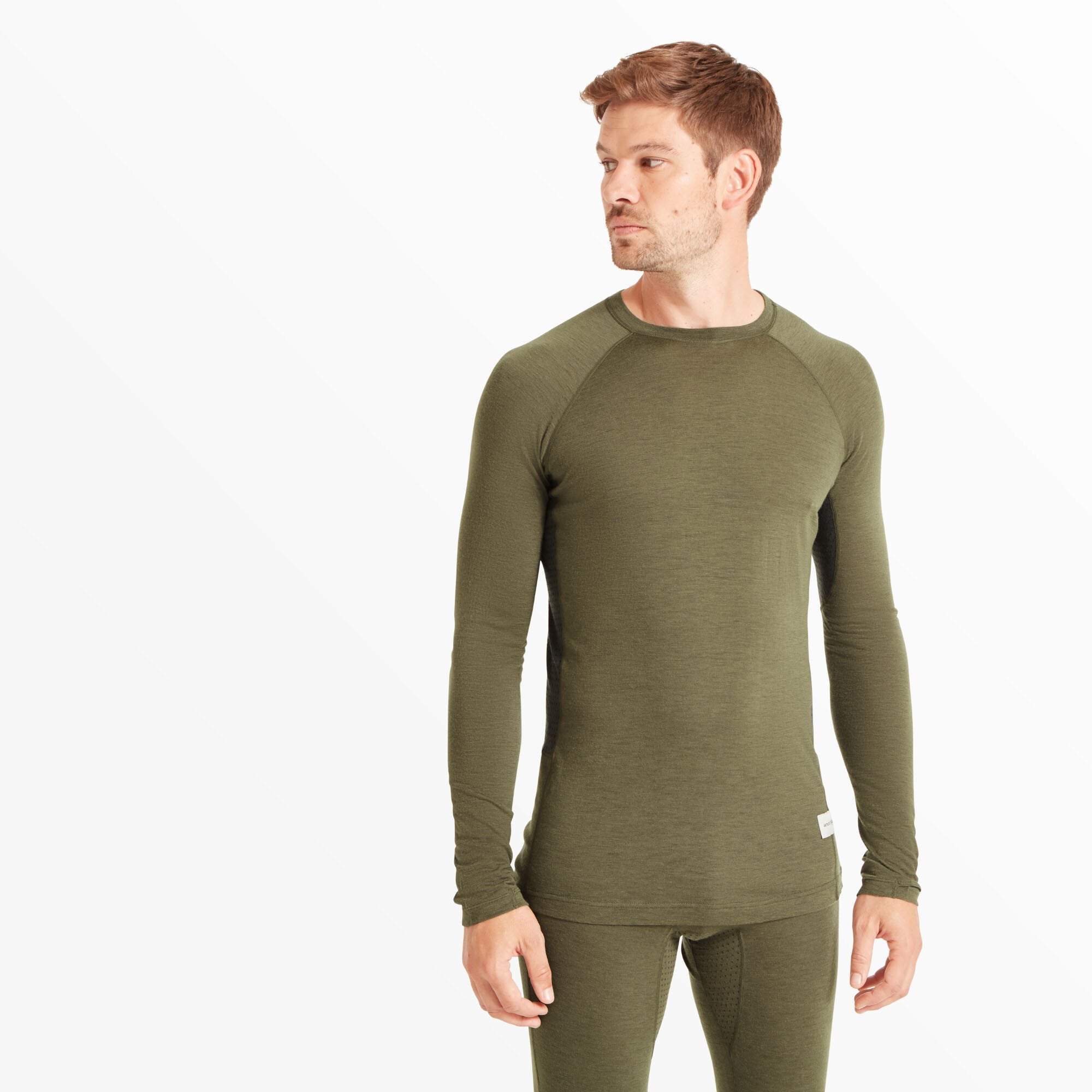 Mens Boulder 125 Long Sleeve Crew - Kalamata/Ash