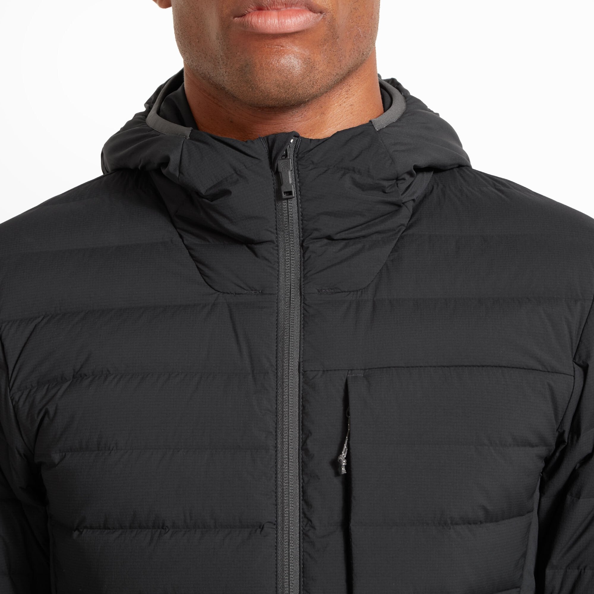 Mens Divide Fusion Stretch Hoodie - Black