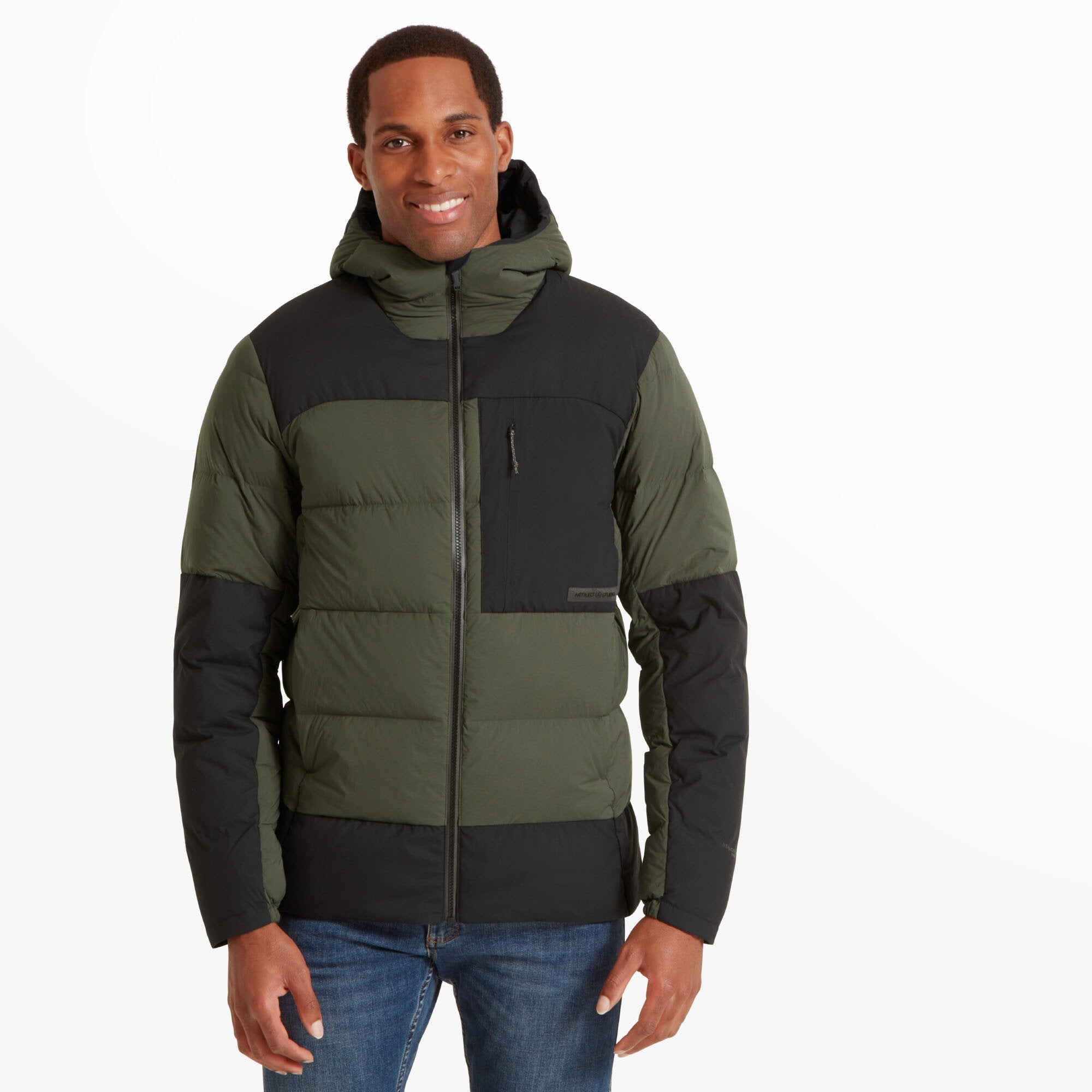 Mens High AF Down Stretch Parka - Fossil/Black