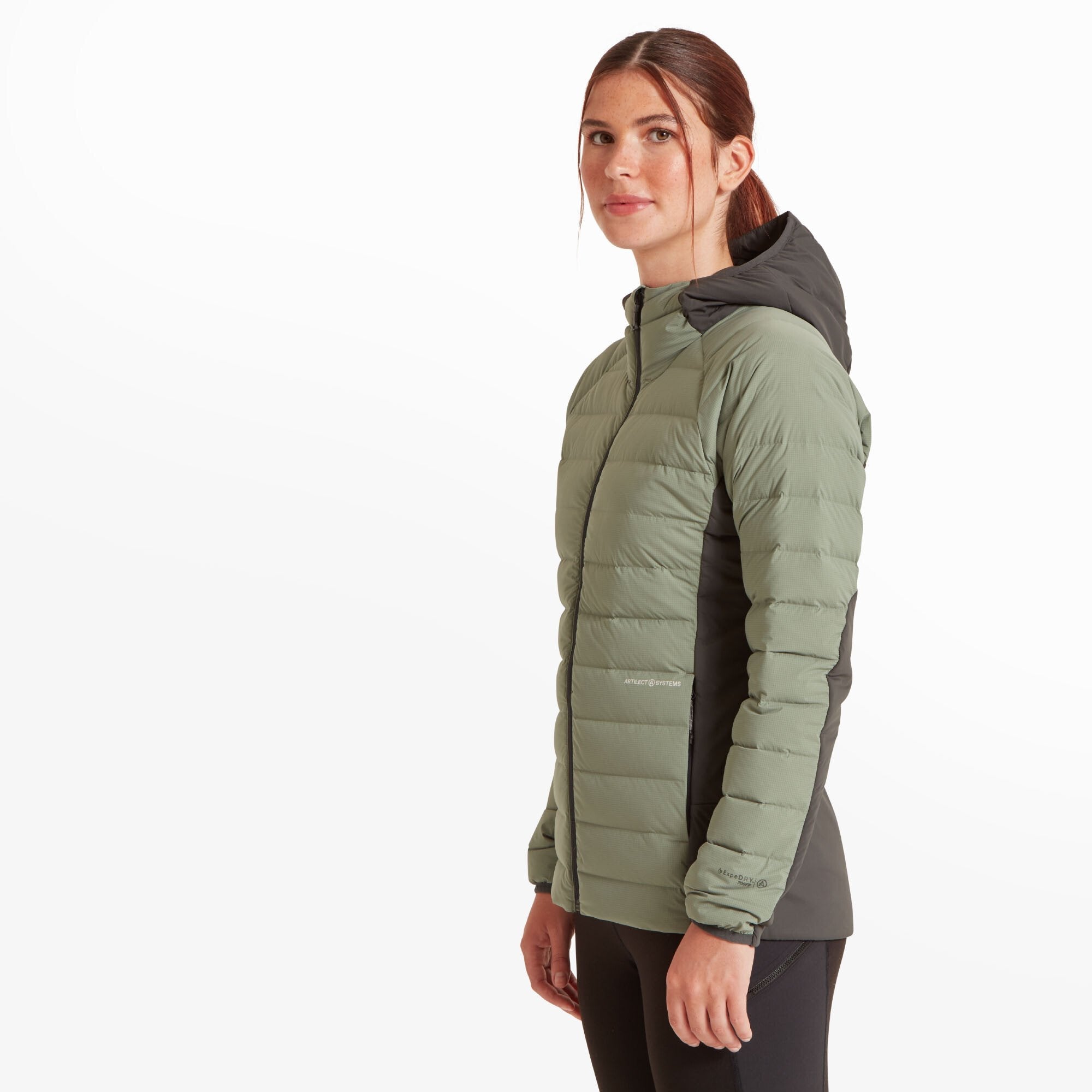 Womens Divide Fusion Stretch Hoodie - Sea Spray/Ash