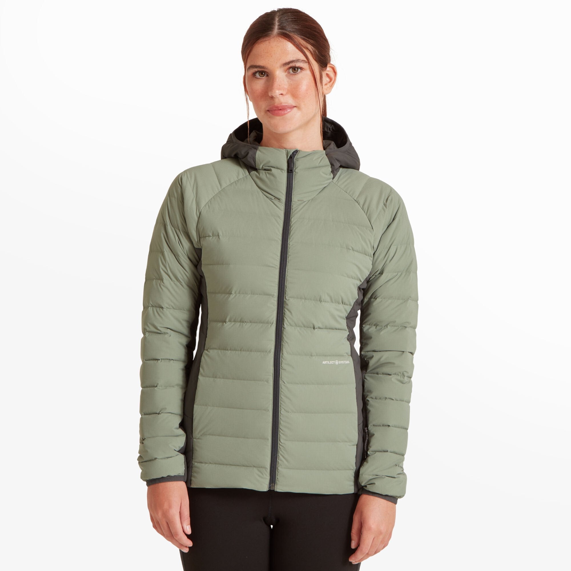 Womens Divide Fusion Stretch Hoodie - Sea Spray/Ash