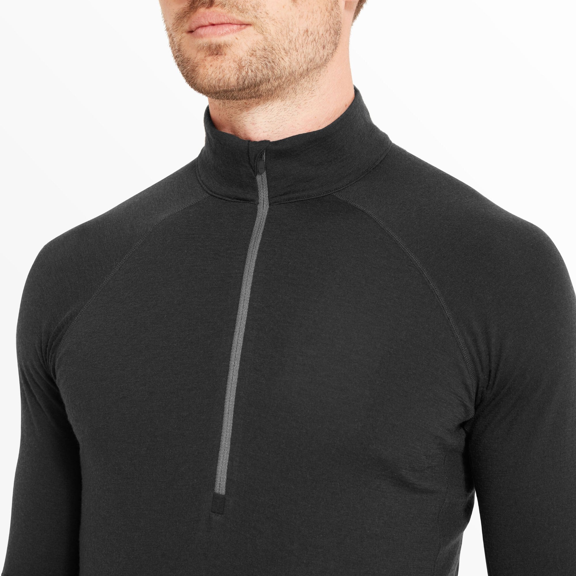 Mens Flatiron 185 Quarter Zip Top - Black