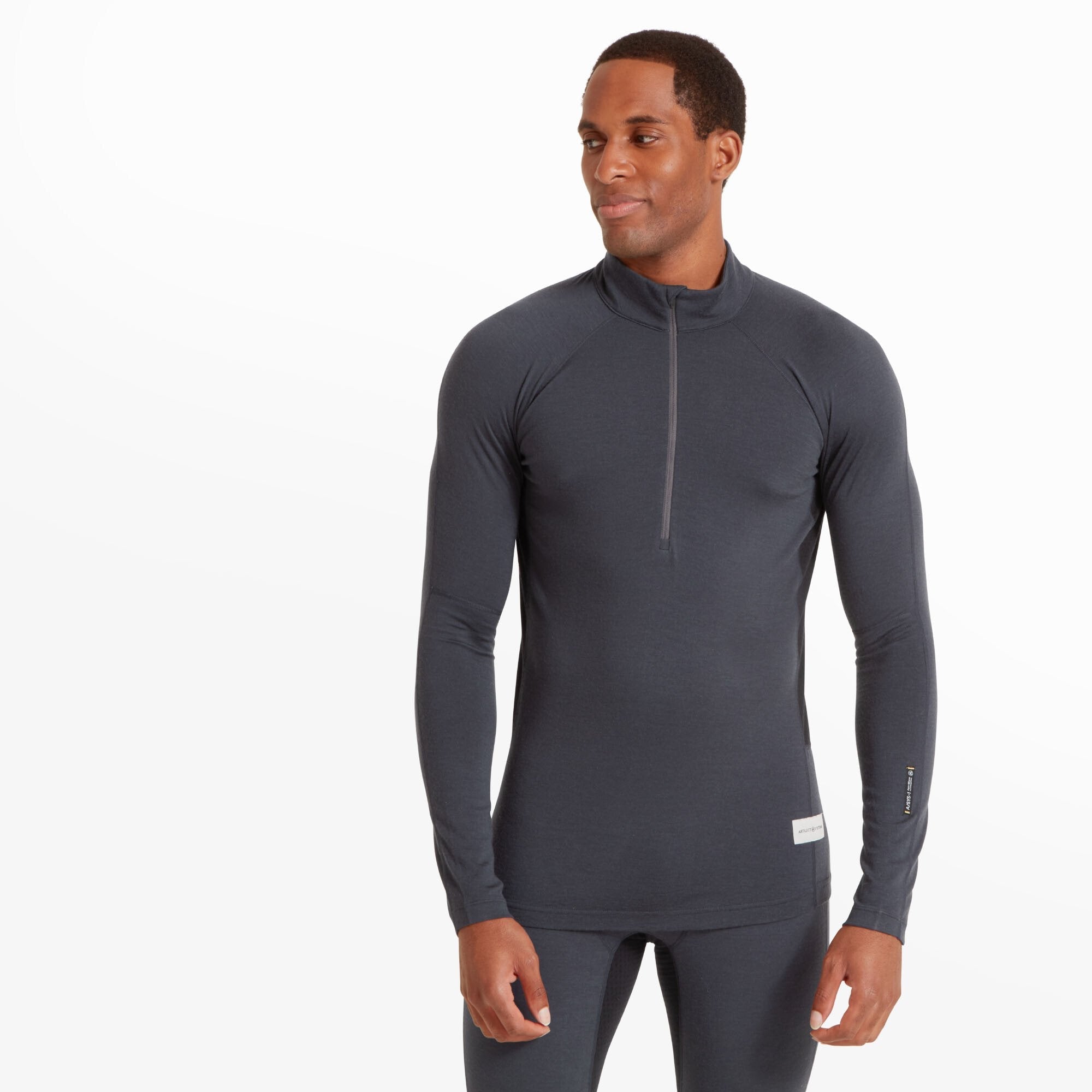 Mens Flatiron 185 Quarter Zip Top - Dusk Blue/Black