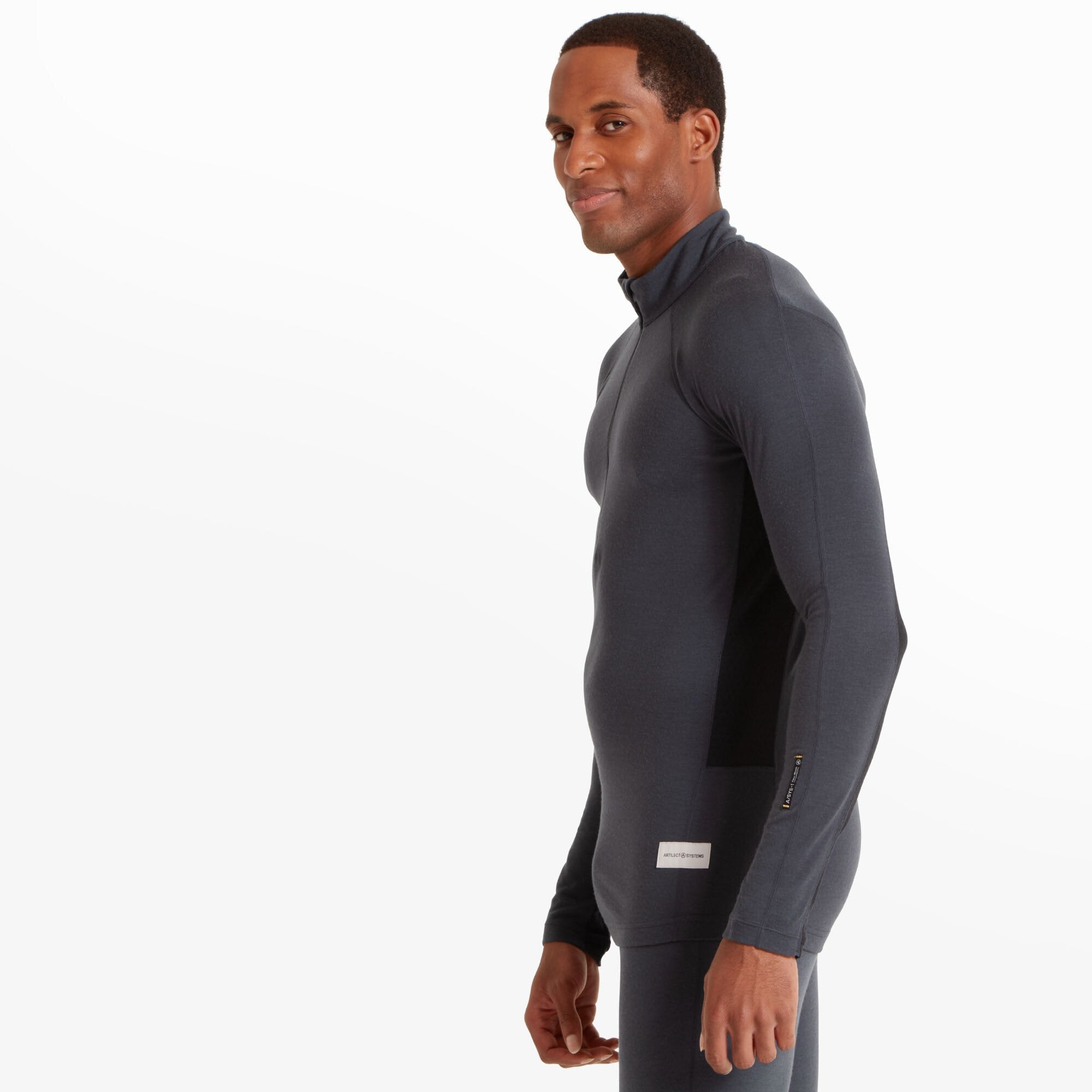 Mens Flatiron 185 Quarter Zip Top - Dusk Blue/Black