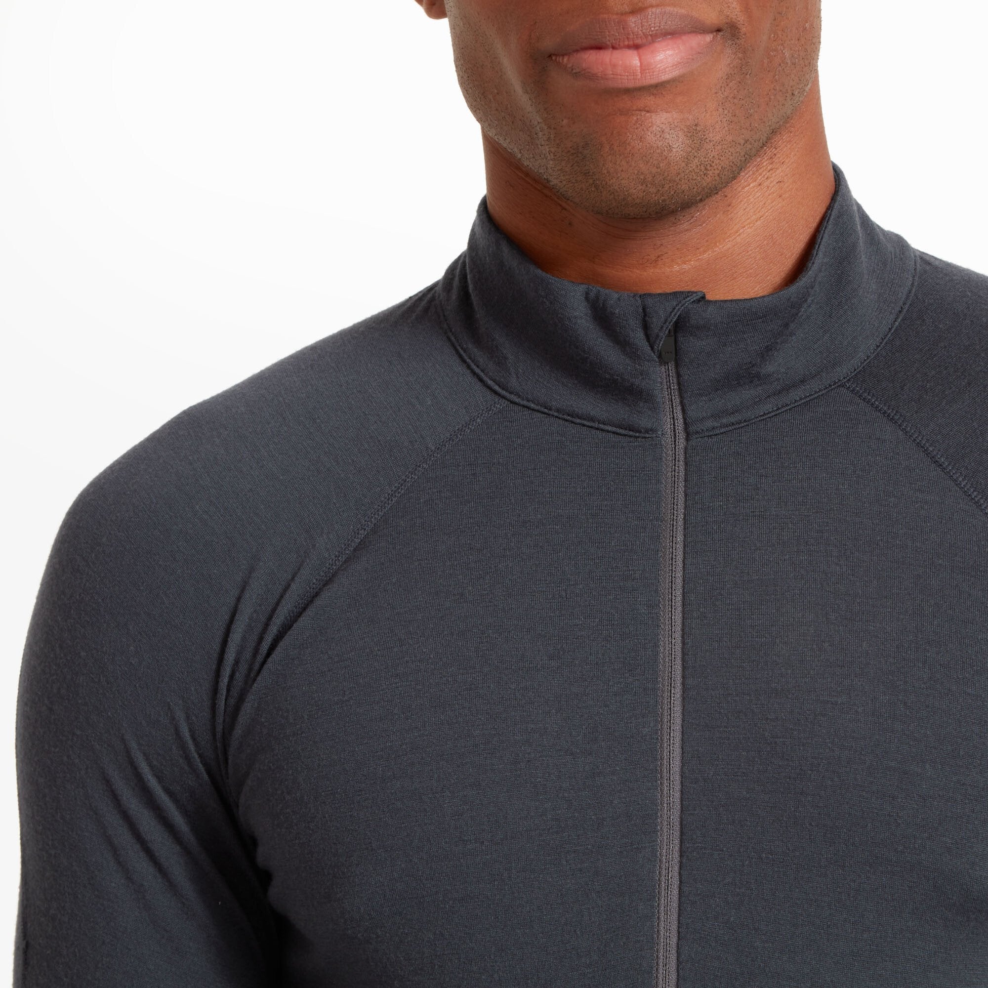 Mens Flatiron 185 Quarter Zip Top - Dusk Blue/Black