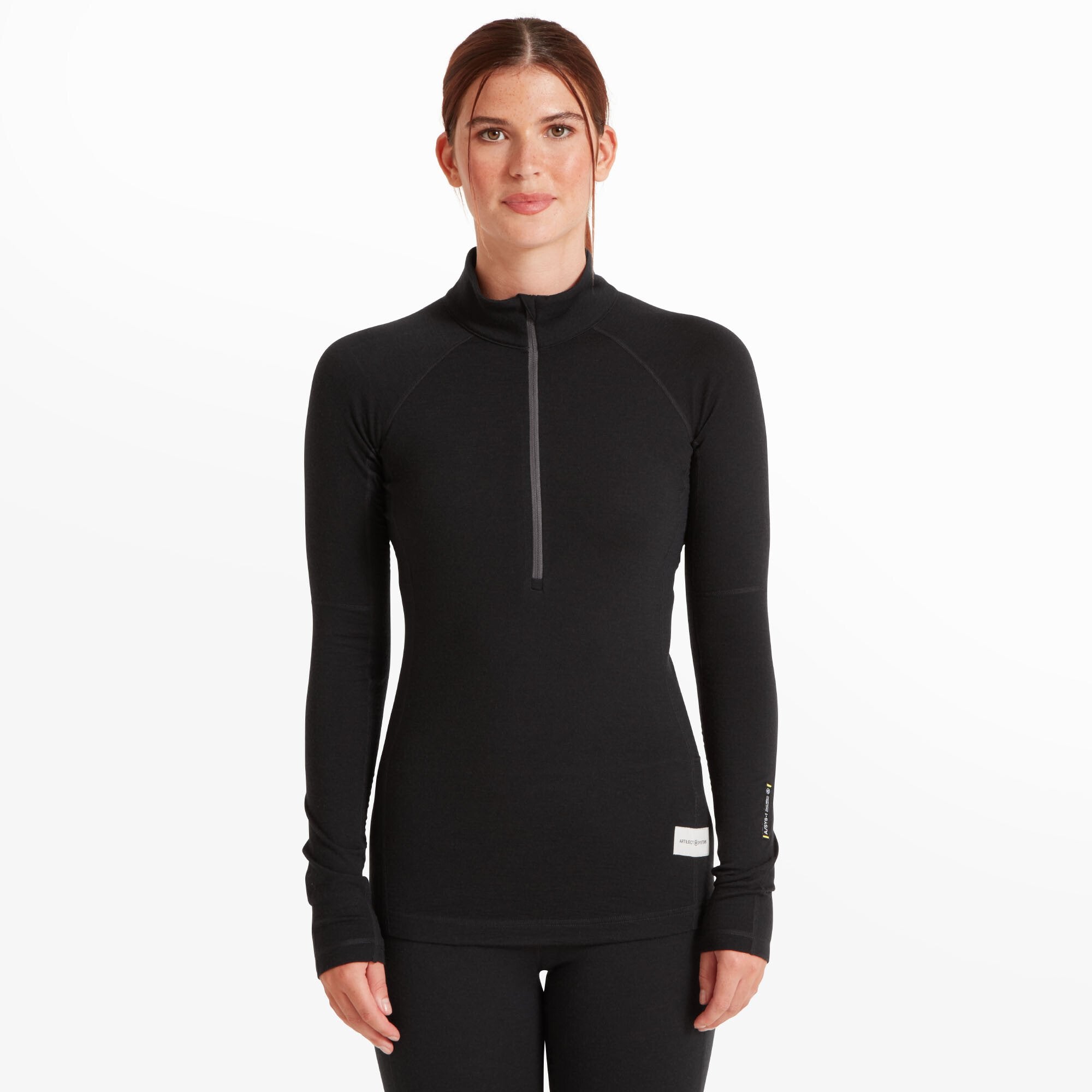 Womens Flatiron 185 Quarter Zip Top - Black