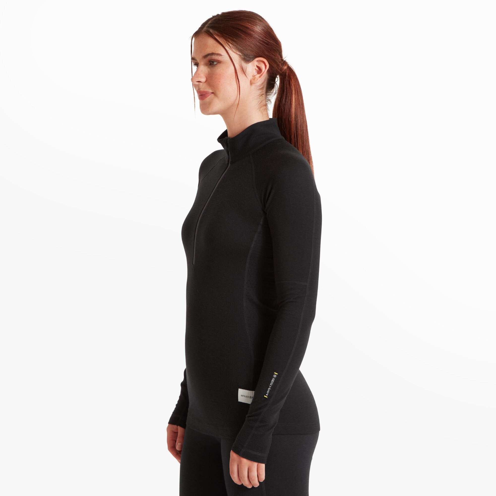 Womens Flatiron 185 Quarter Zip Top - Black