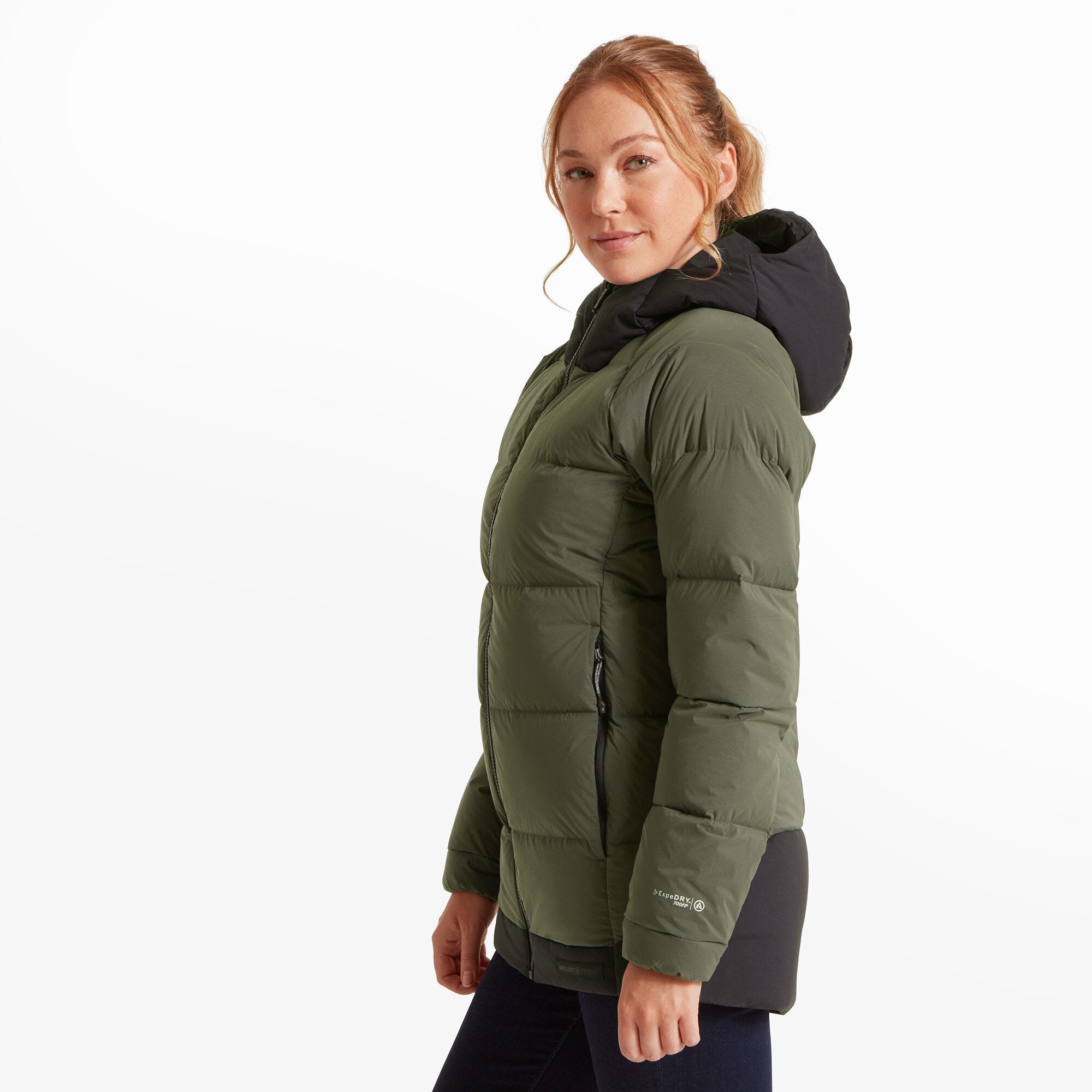 Womens High AF Down Stretch Parka - Fossil/Black