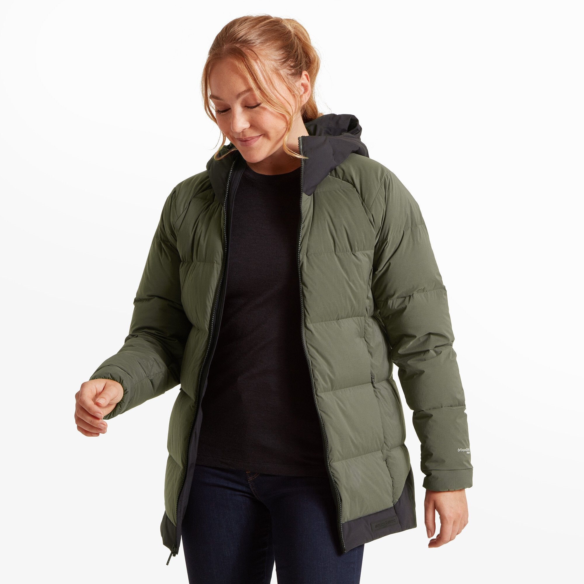 Womens High AF Down Stretch Parka - Fossil/Black